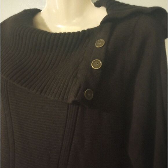 Style & Co. Black Acrylic shaw collar sweater with button accent - Picture 2 of 11
